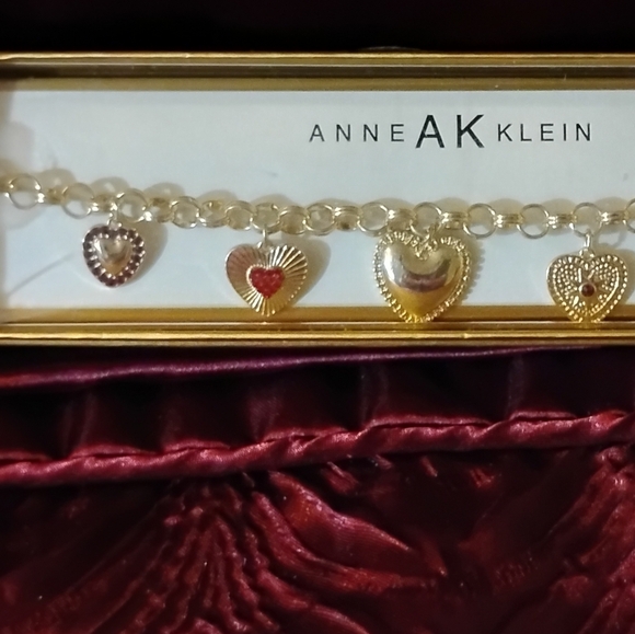 Anne Klein Gold and Red Heart Charm Bracelet - Picture 2 of 3